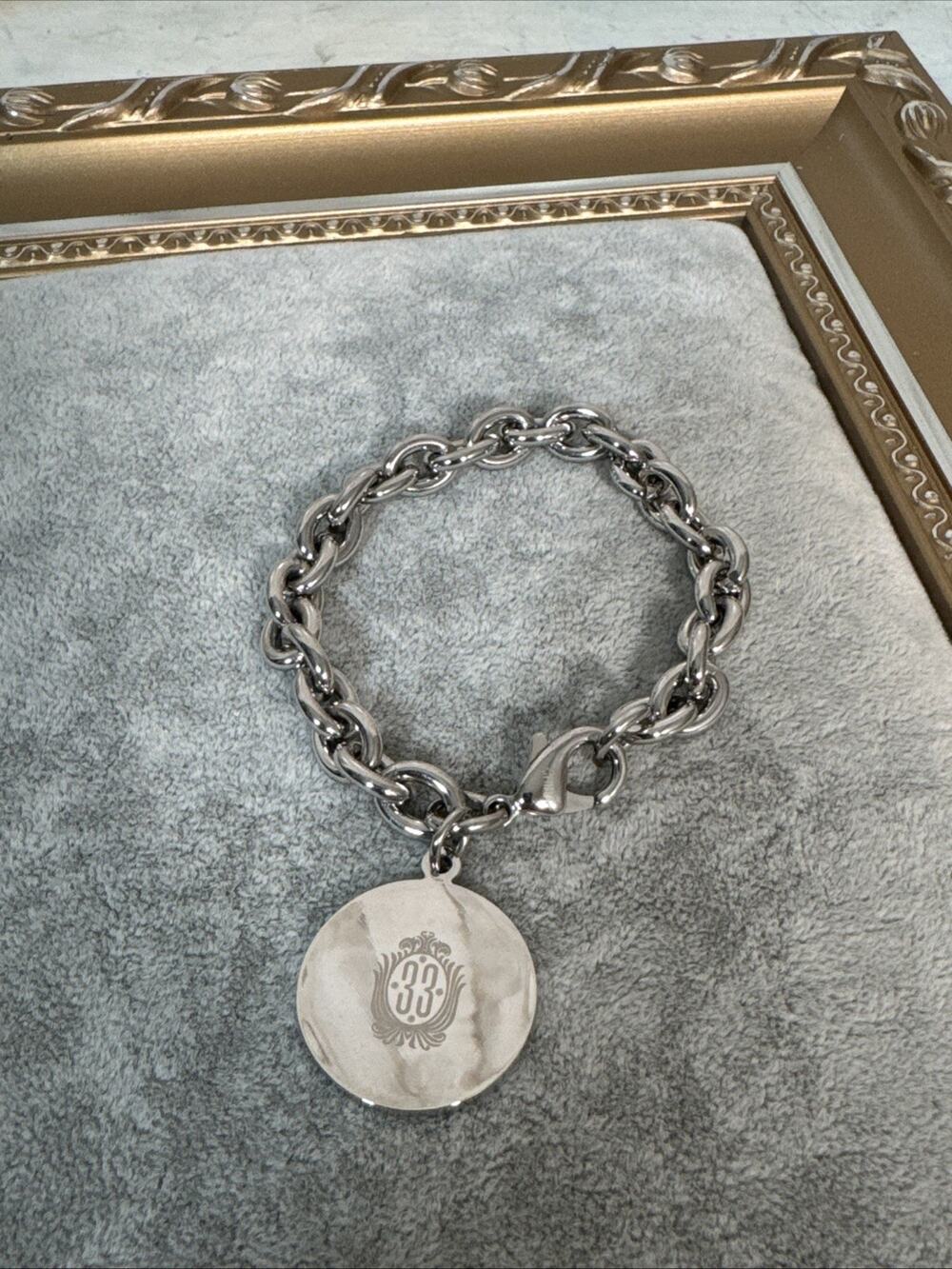 Disneyland Club 33 Logo Silver Charm Bracelet - Disney